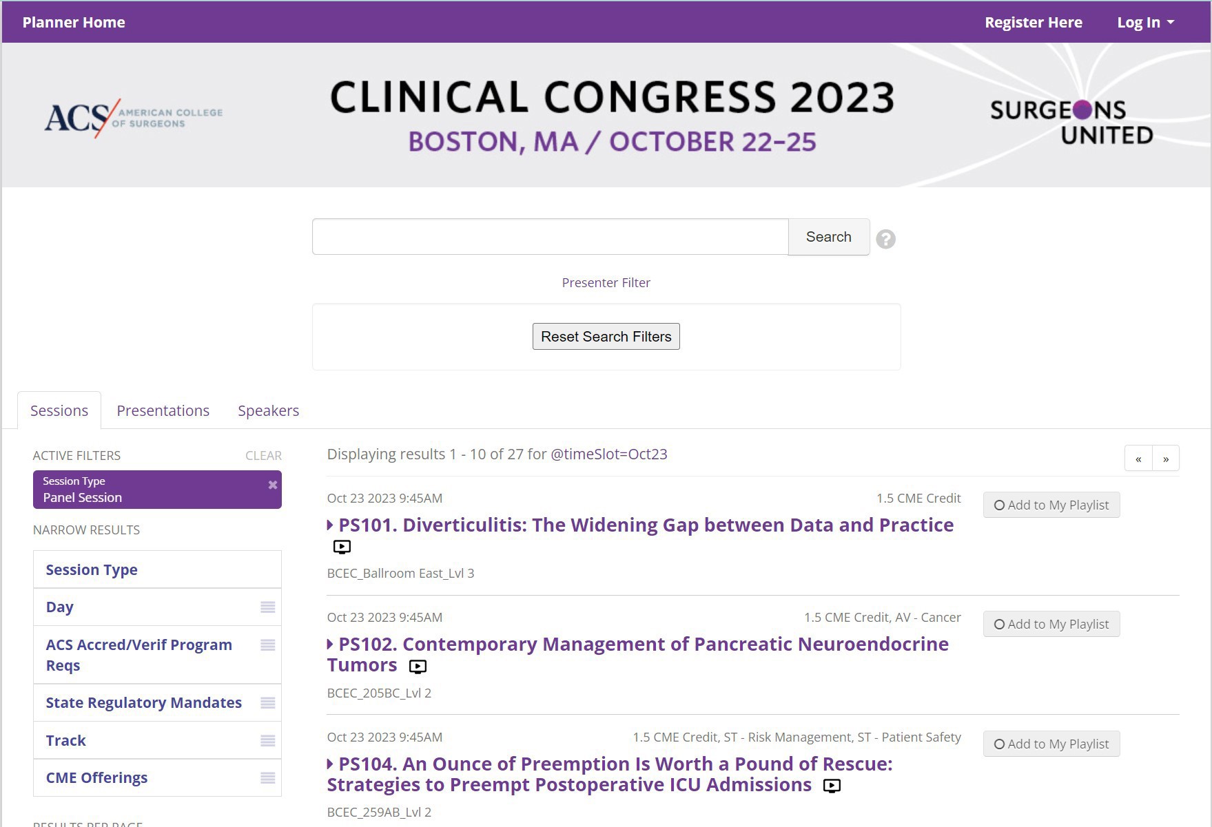 Personalized Clinical Congress Schedule Is a Must ACS